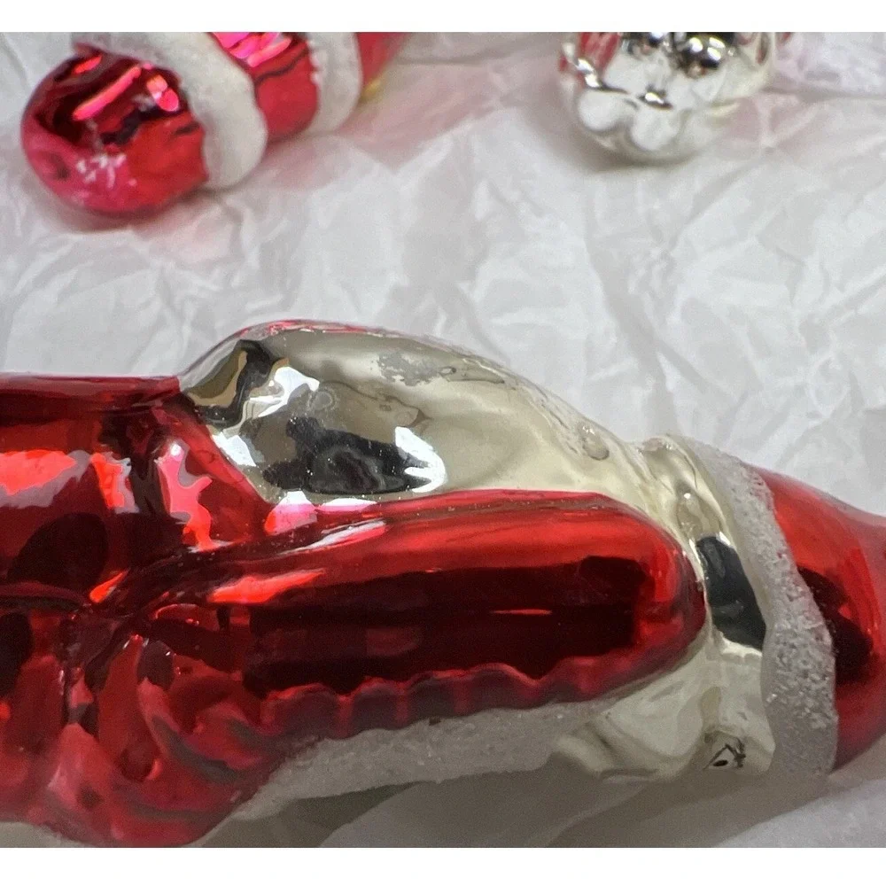 VTG Western Germany Mercury Glass Blown Ornament Santa Claus Lot of‎ 4 Classic